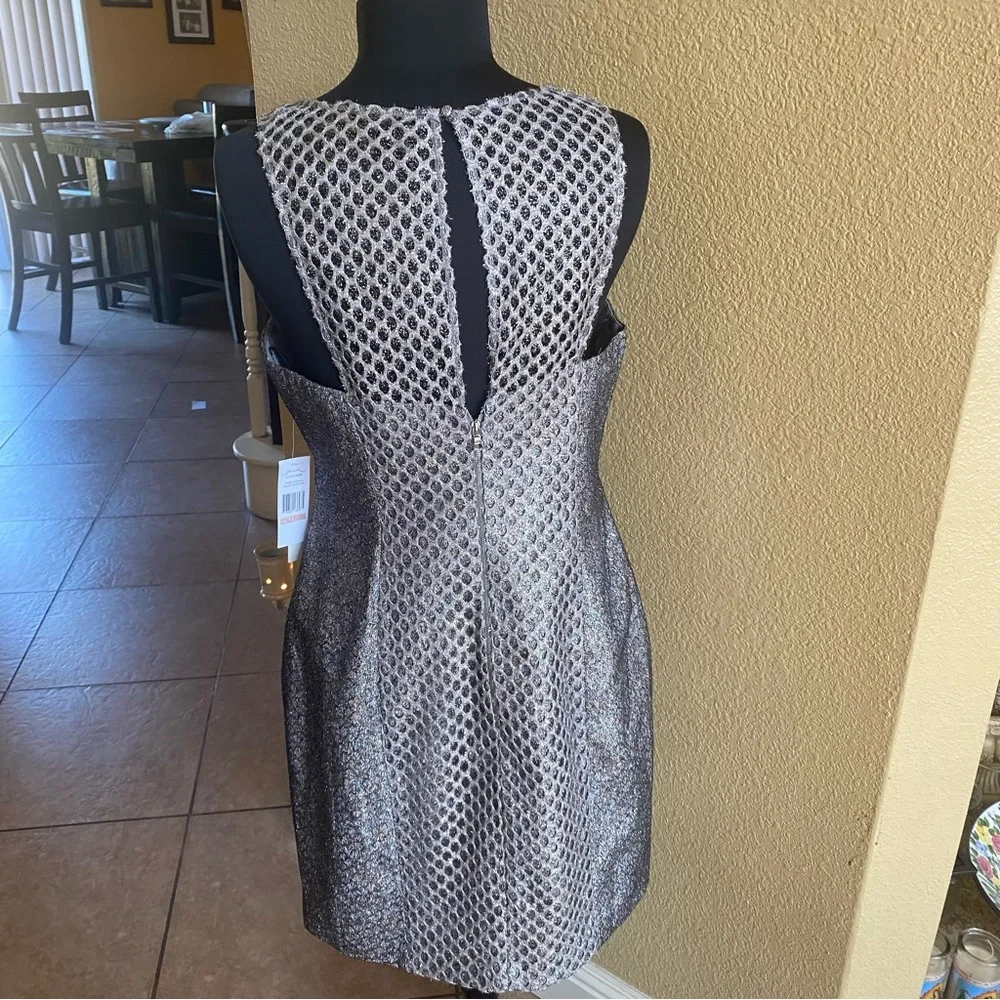 Phoebe by Kay Unger metallic silver dress NWT